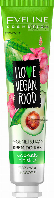 Eveline Cosmetics - I LOVE VEGAN FOOD - Regenerating hand cream - Avocado & Hibiscus - 50 ml